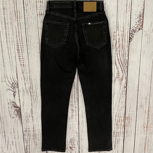 rag & bone Wren Slim Highland Black Jeans Women 23 High Rise Ankle Stretch - Picture 2 of 9